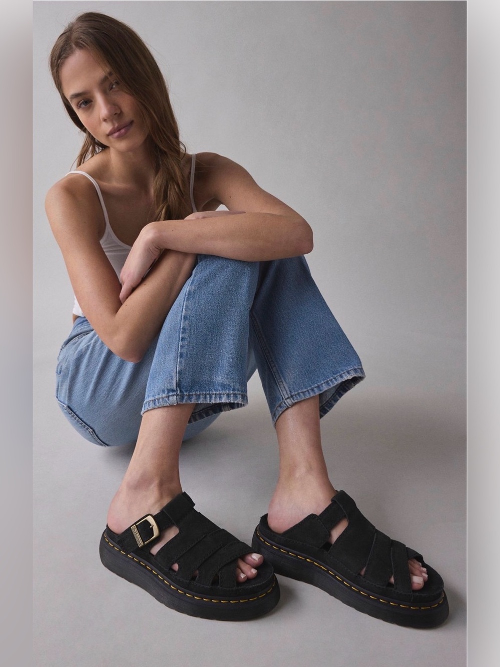 Dr. Martens Maxxy Slide Sandals - Black Leather Suede US 10 UK 8